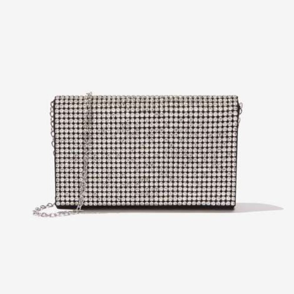 Amber Sceats Stella Crystal Bag Purse | Sparkly Evening Clutch Crossbody Silver